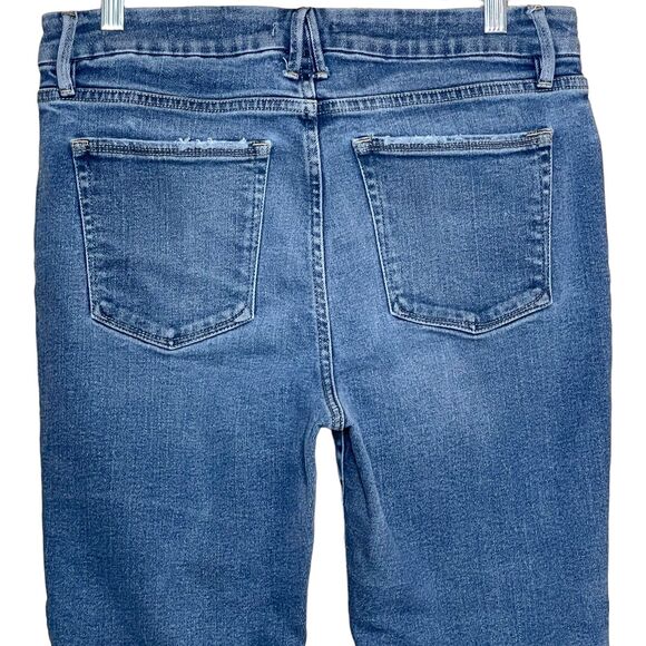 Good American High Rise Frayed Jeans Sz 12/31 Denim Straight Stretch Streetwear - Picture 6 of 9